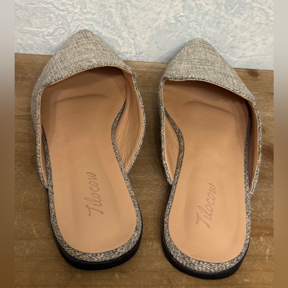 Women's  Tilocow  Gray Burlap Slip-On Flats/mule shoes Sz 8.5 - Picture 8 of 8